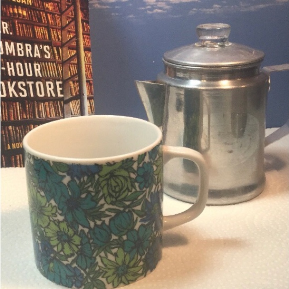 Holt Howard Japan vintage mug w original foil sticker florals retro collectible